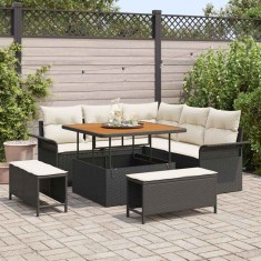 vidaXL Set de canapele pentru grădină 8 pcs Negru poliratan 3362125