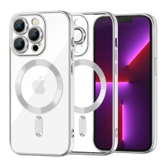 Husa premium iPhone 13 Pro Techsuit Luxury Crystal MagSafe, argintiu foto