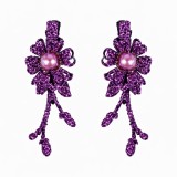 Cumpara ieftin Set 2 cleme de par mov 5 x 2 cm, model floral metalizat, design floral elegant, accesorii pentru coafuri