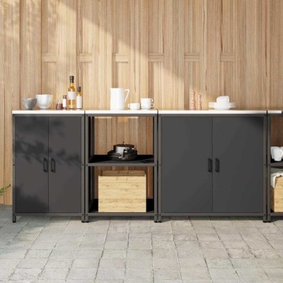 Set de depozitare pentru bucătărie 3 pcs Negru 210 x 50 x 92 cm foto