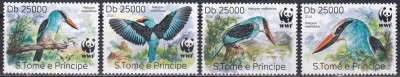 Sao Tome și Principe 2014 - WWF - Kingfisher cu s&amp;acirc;n albastru, MNH foto