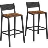 VASAGLE Set 2 scaune de bar, inalte cu spatar, cadru metalic, sezut MDF, industrial, 51x43x97cm, maro rustic si negru Household NewTrend