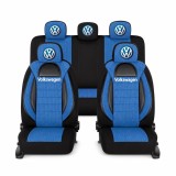 Set Huse Scaune Universale Racing, Albastru cu Negru Personalizate cu Volkswagen