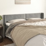 Cumpara ieftin Tăblie de pat cu aripioare gri deschis 203x16x78/88 cm catifea