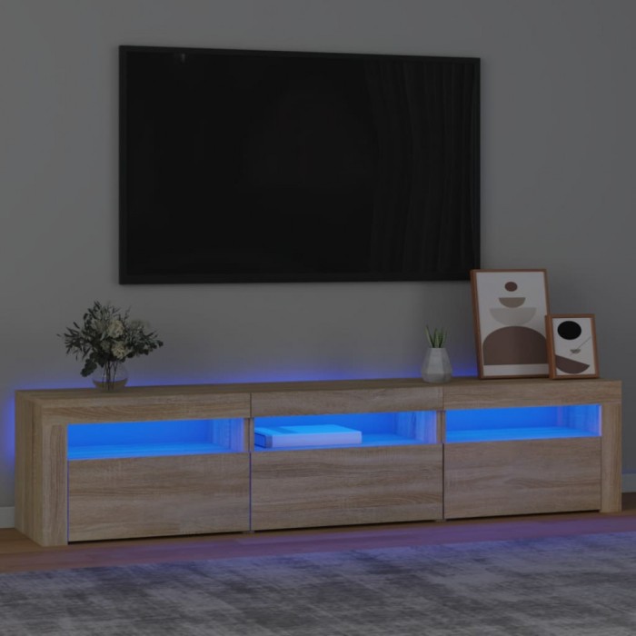 Comodă TV cu lumini LED, stejar sonoma, 180x35x40 cm