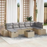VidaXL Set de canapele pentru grădină cu pernă 8 pcs Bej Rattan poli 3359409