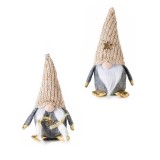 Set 2 figurine Mos Craciun si Craciunita textil multicolor YRP cm 8x7x19 H