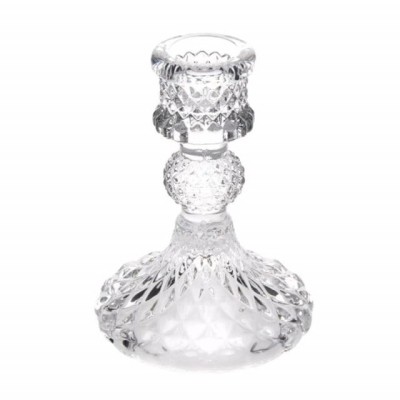 Suport pentru lumanare Pufo Ellegant din sticla, 10 cm, transparent foto