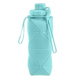 Sticlă Apă Pliabilă, Bleu, Capacitate 600ml, Silicon, Maner, Oem