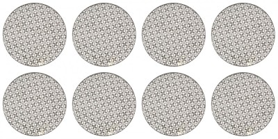 Set farfurii 8 piese din portelan pentru fructe, bej cu model negru, diametru 19.6 cm foto