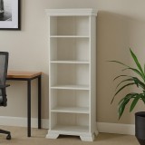 Cumpara ieftin Biblioteca VMR1, cu 4 rafturi, Pal Melaminat, cu elemente din MDF, Alb Antichizat