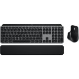 Kit tastatura si mouse Logitech MX Keys S Combo pentru Mac, Wireless, Negru