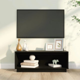 Comodă TV, negru, 90x35x35 cm, lemn masiv de pin, vidaXL
