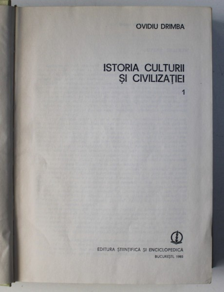 Istoria culturii si civilizatiei vol I- Ovidiu DrImba