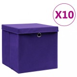 VidaXL Cutii depozitare cu capace, 10 buc., violet, 28x28x28 cm