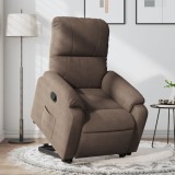 Fotoliu Rabatabil cu Ridicare Gossi, Microfibra Maro, Inclinare 135&deg;, Buzunar Lateral, Cadru Metalic, 75x90x104cm, Max 110kg