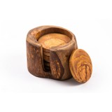 Set suport pahare Rustic din lemn de măslin 6 buc