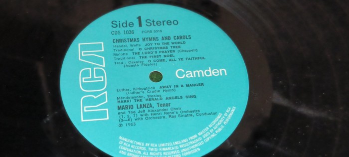DISC VINIL &ndash; RCA LP. AN &ndash; 1969 MARIO LANZA &ndash; Christmas Hymns &amp; Carols&nbsp;