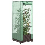 VidaXL Strat &icirc;nălțat cu husă de seră, aspect ratan, 40x40x123 cm
