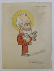 PETRACHE GRADISTEANU , CARICATURA , LITOGRAFIE de pictorul NICOLAE PETRESCU - GAINA 1871 - 1931 , 1898 foto