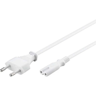 Cablu de alimentare cu 2-pin Euro 5m alb 2x0.75 mm2 cu priza C7 pentru aparate electronice 93988 Goobay foto