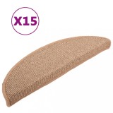 Cumpara ieftin Covorase pentru scari, 15 buc., 65x21x4 cm, maro deschis, semirotunde, mari