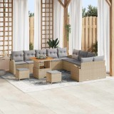 Cumpara ieftin Set de canapele pentru grădină cu pernă 13 pcs Bej Rattan poli