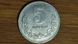 Mongolia - moneda de colectie raruta - 5 mongo 1977 / Berlin - greu de gasit !, Asia