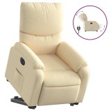 Cumpara ieftin Fotoliu electric rabatabil cu ridicare, crem, textil