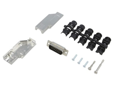 Conector D-Sub 15 pini 90&amp;deg; pe cablu foto