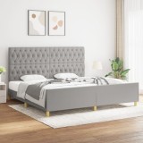 vidaXL Cadru de pat cu tăblie, gri deschis, 200x200 cm, textil