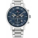 Tommy Hilfiger Evan Ceas pentru bărbați 44mm Cronograf Baterie cu Brățară Metalică de Argint 1710409