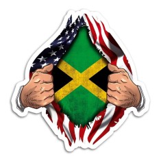 Jamaica : Cadou Autocolant : Steag SUA American Chest Jamaican Expat Tara foto