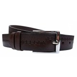 Curea barbati, eleganta, pentru costum, din piele naturala, maro, 3.2cm - CK45M