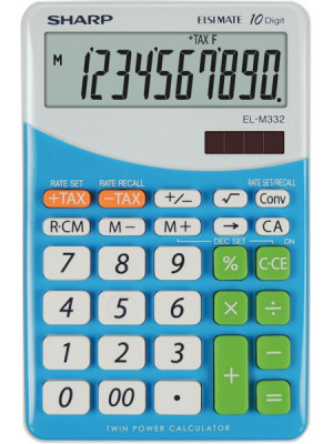 Calculator De Birou, 10 Digits, 149 X 100 X 27 Mm, Dual Power, Sharp El-m332bbl - Gri/bleu foto