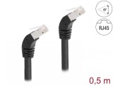 Cablu de retea RJ45 Cat.6A S/FTP unghi jos/jos 45 grade 0.5m Negru, Delock 80274