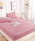 Cumpara ieftin Husa de pat din cocolino,model tricot + 2 fete de perna 50x70cm,roz - D089