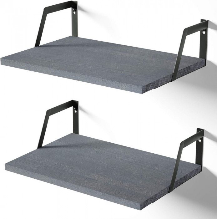 Fating Shelves Set de 2 rafturi din lemn rustic, montat pe perete, cu capacitate