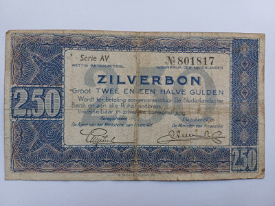 Olanda-2,50 Gulden -Zilverbon 1938 foto