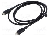 Cablu Apple Lightning la USB C 1m negru PVC VENTION