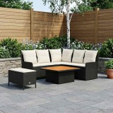 vidaXL Seturi de mobilier cu pernă 5 pcs Negru și Crem Ratan PE 3422203