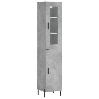 Dulap inalt, gri beton, 34,5x34x180 cm, lemn prelucrat foto