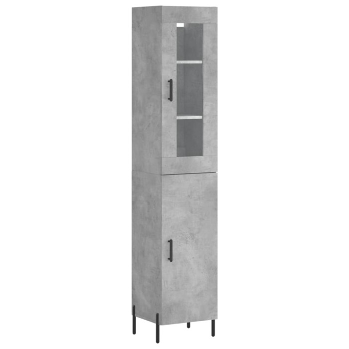 Dulap inalt, gri beton, 34,5x34x180 cm, lemn prelucrat