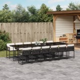 Gossi set mobilier de gradina cu perne, 13 piese, negru, poliratan