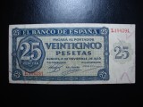 SPANIA / BURGOS 25 PESETAS 1936 VF/XF