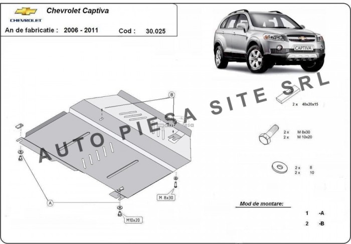 Scut metalic motor Chevrolet Captiva fabricat in perioada 2006 - 2010 APS-30,025