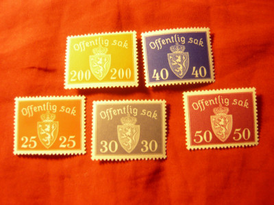Serie Norvegia 1946 - Embleme , 5 valori foto