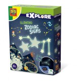 Set autocolante fosforescente cu semne zodiacale pentru copii, 87 piese