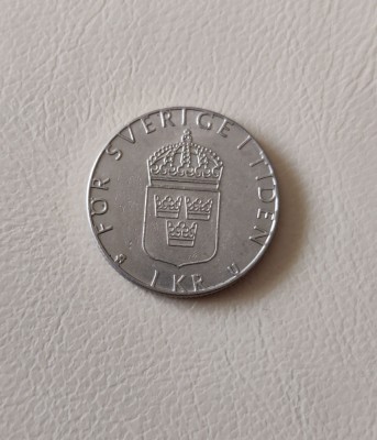 Suedia - 1 coroana (1984) Carl XVI Gustaf - monedă s342 foto