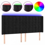 Cumpara ieftin Tablie de pat cu LED, negru, 203x16x118/128 cm, catifea